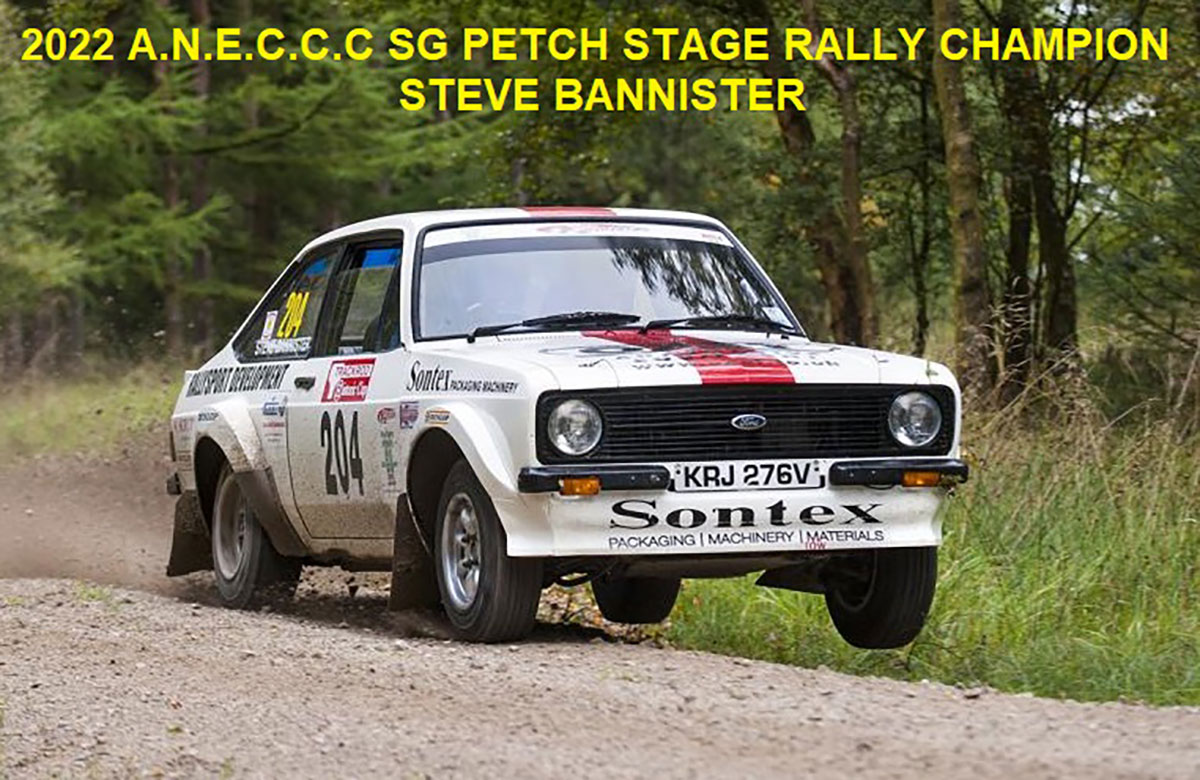 Steve Bannister in his Escort. Aneccc Stage Rally Champion 2022